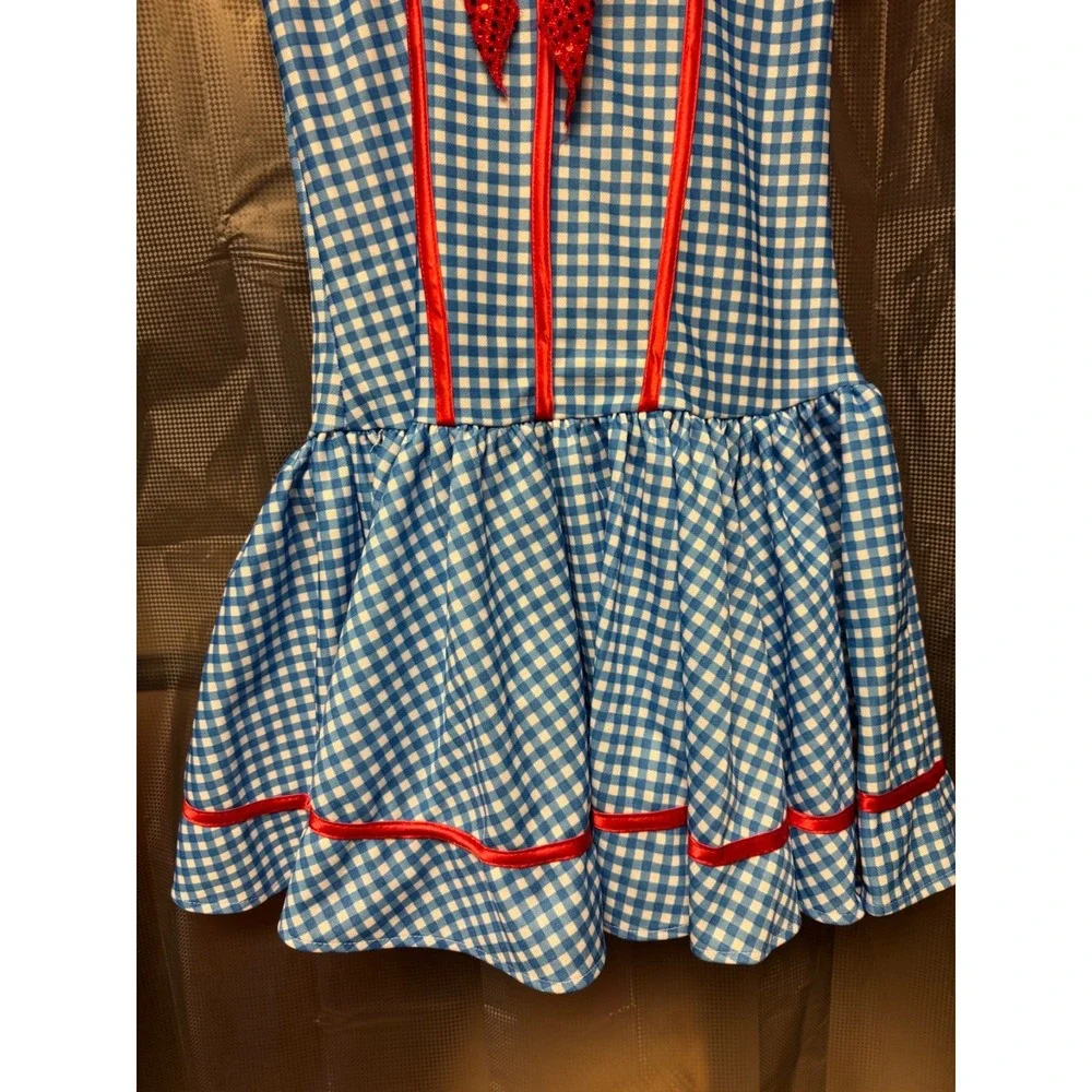 Rubie's Wizard of Oz Dorothy Dress Costume Red Sparkly Bow Halloween Med w/shoes